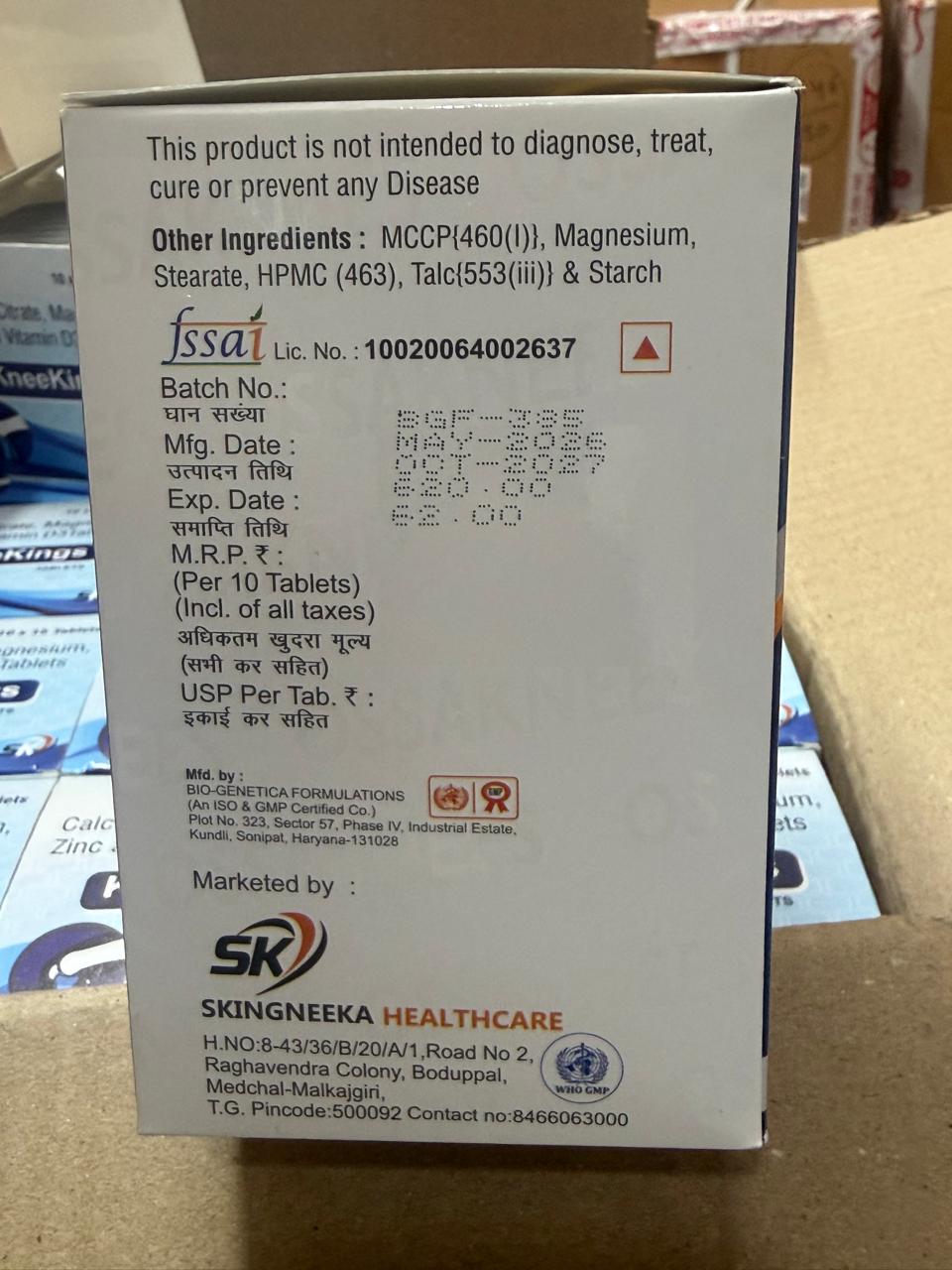 Ossaknees manufacturer and FSSAI details
